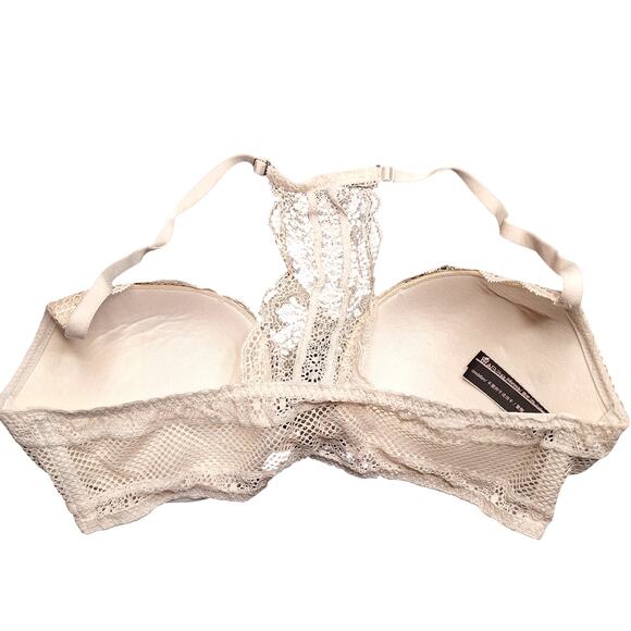 Victoria secret 34C very sexy Lace push up bra front close racerback white cream - Picture 4 of 6